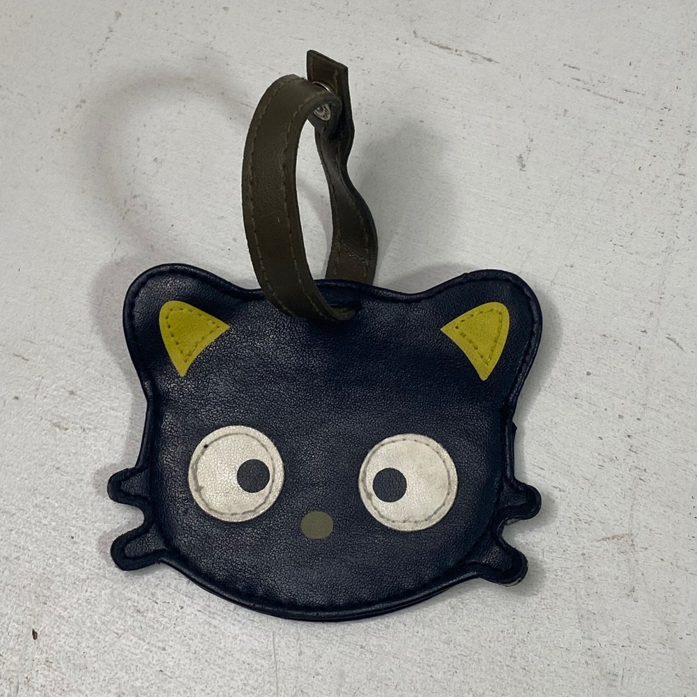 Vintage Chococat Luggage Tag Faux Leather ID Holder Key Chain Sanrio Black Cat